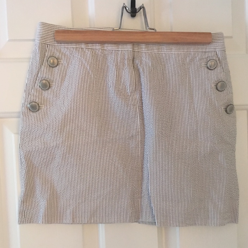 J Crew Blue & White Seersucker Mini Skirt
